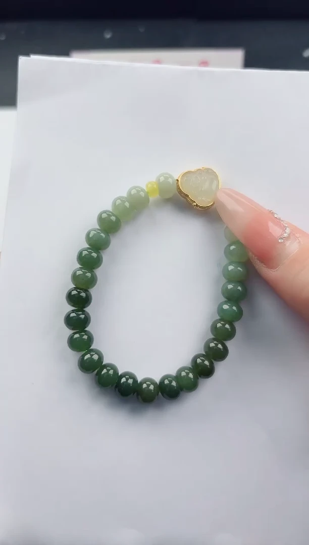 未镶嵌手串和田玉嗨购微色差T1021