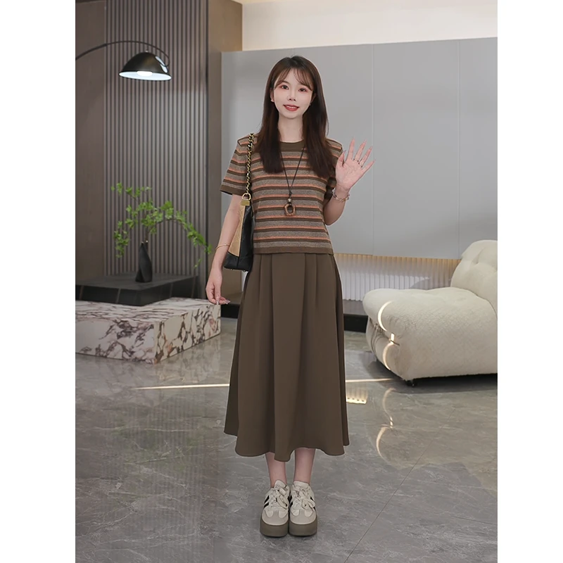 <汤汤>小个子2025早秋半裙中长款高腰显瘦A字裙休闲风