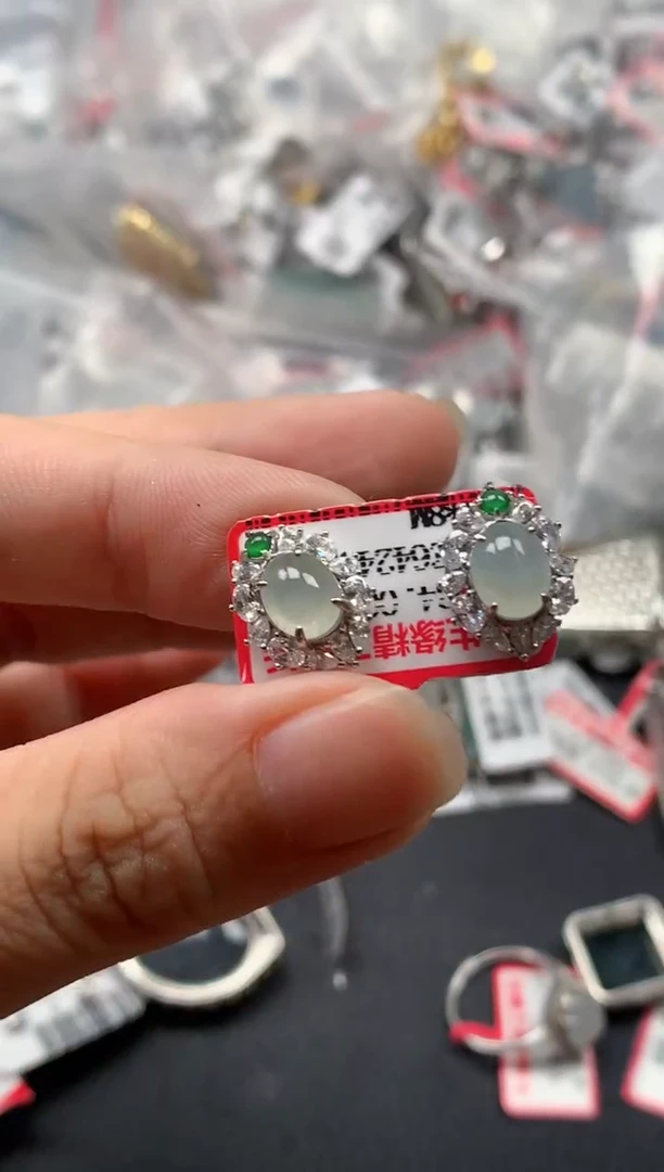 银S925镶嵌戒指翡翠天然A货缅甸翡翠