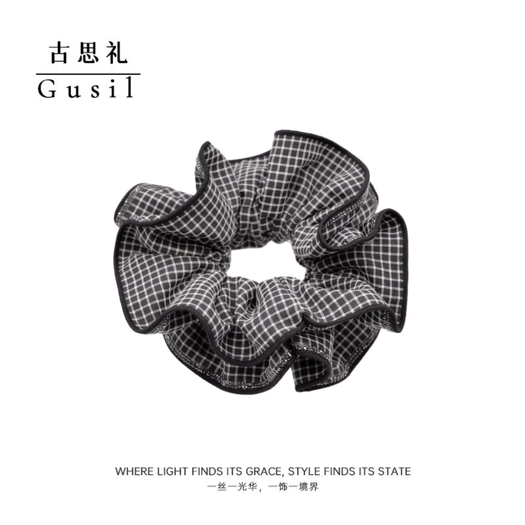 韩系时尚百搭条纹格子大肠发圈GS8913