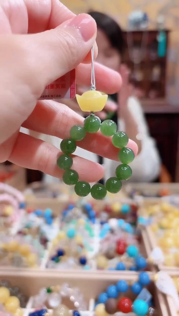 未镶嵌和田玉手机链设计款珠串