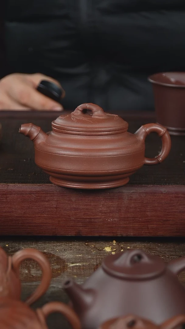【闪购商品】紫砂茶壶260cc中槽清双线竹鼓