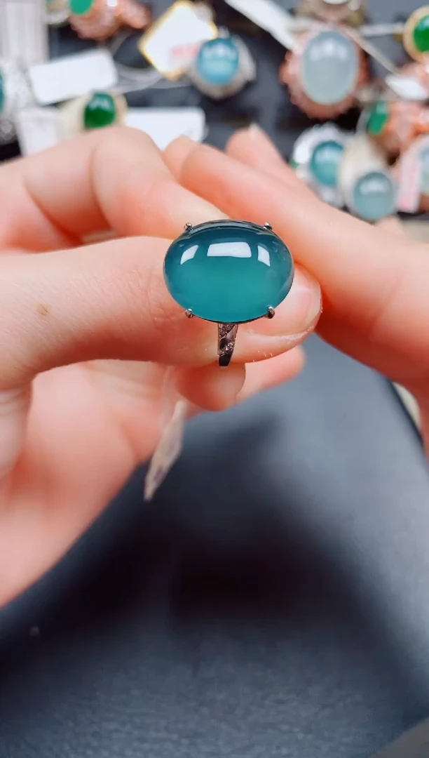 银S925镶嵌戒指翡翠翡翠