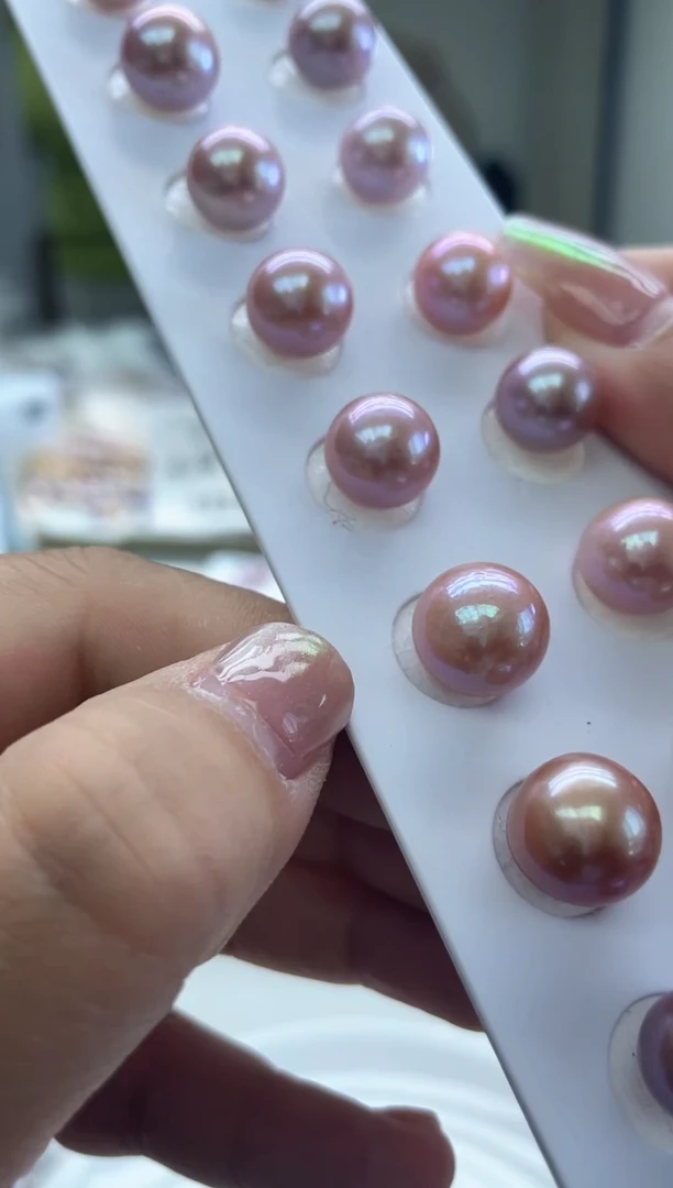 未镶嵌耳饰淡水珍珠11-12mm+粉泡泡素钉(多样性发一）