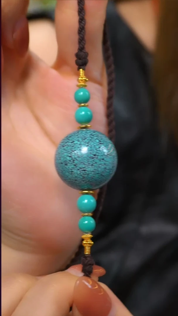 18K金镶嵌绿松石DIY大圆珠22mm