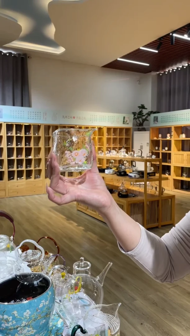 手工艺品玻璃四方公杯桃花啊