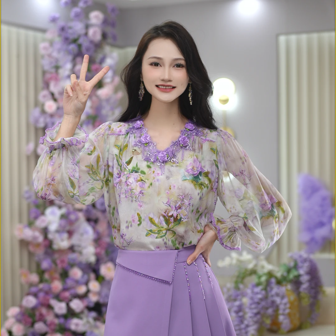 米娅 2025年春季新款轻奢衬衫时尚百搭气质外穿衬衣女 DY5548