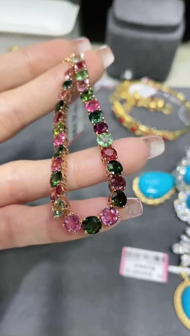 18K金镶嵌天然碧玺手链