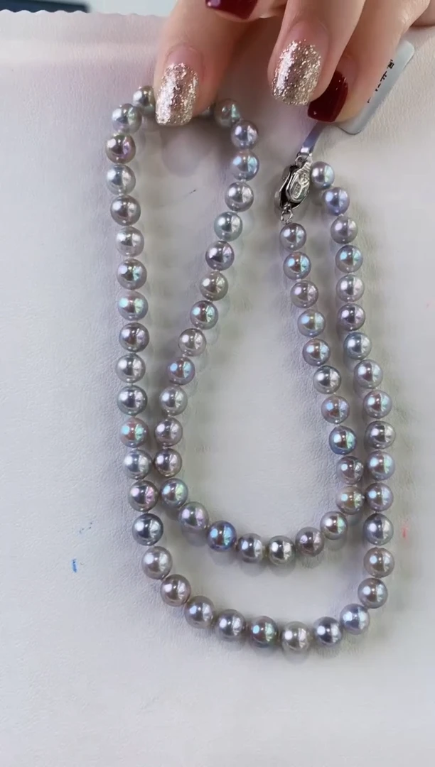 项链未镶嵌海水珍珠5.5-6真多麻项链