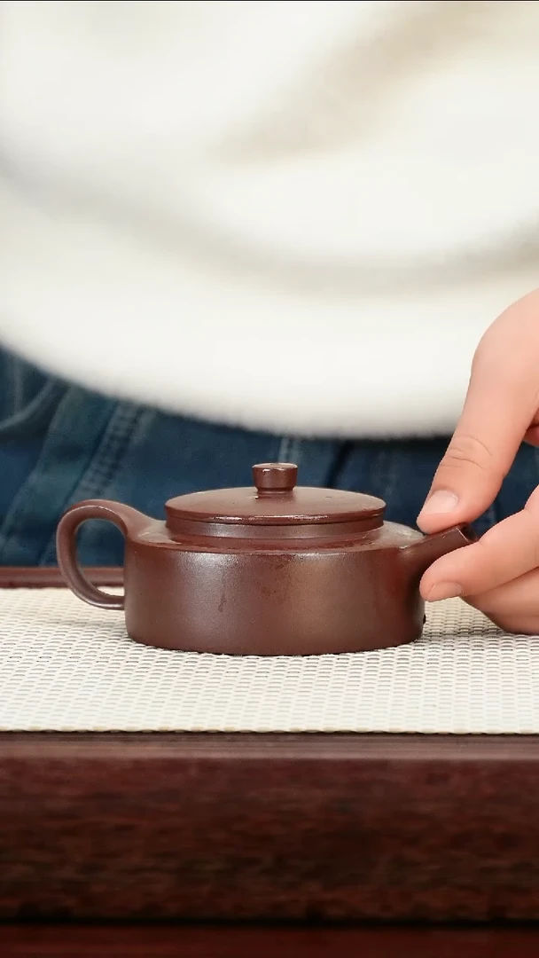 茶壶紫砂老紫泥 周盘壶 200cc