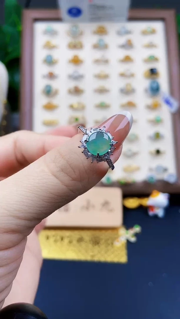 银S925镶嵌戒指翡翠12