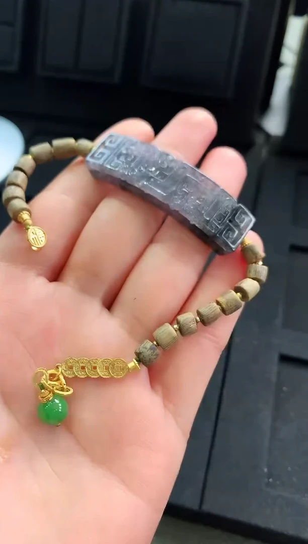 【闪购商品】翡翠手链18K金镶嵌手链