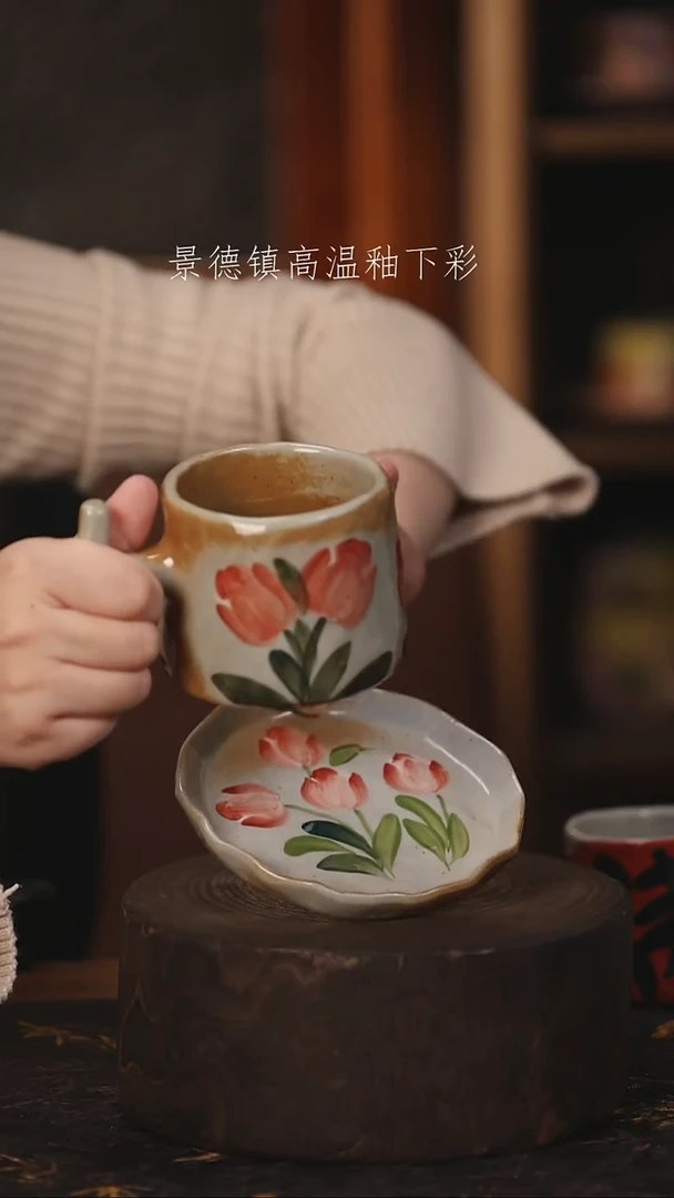 陶瓷景德镇高温釉下手绘陶瓷@L003@