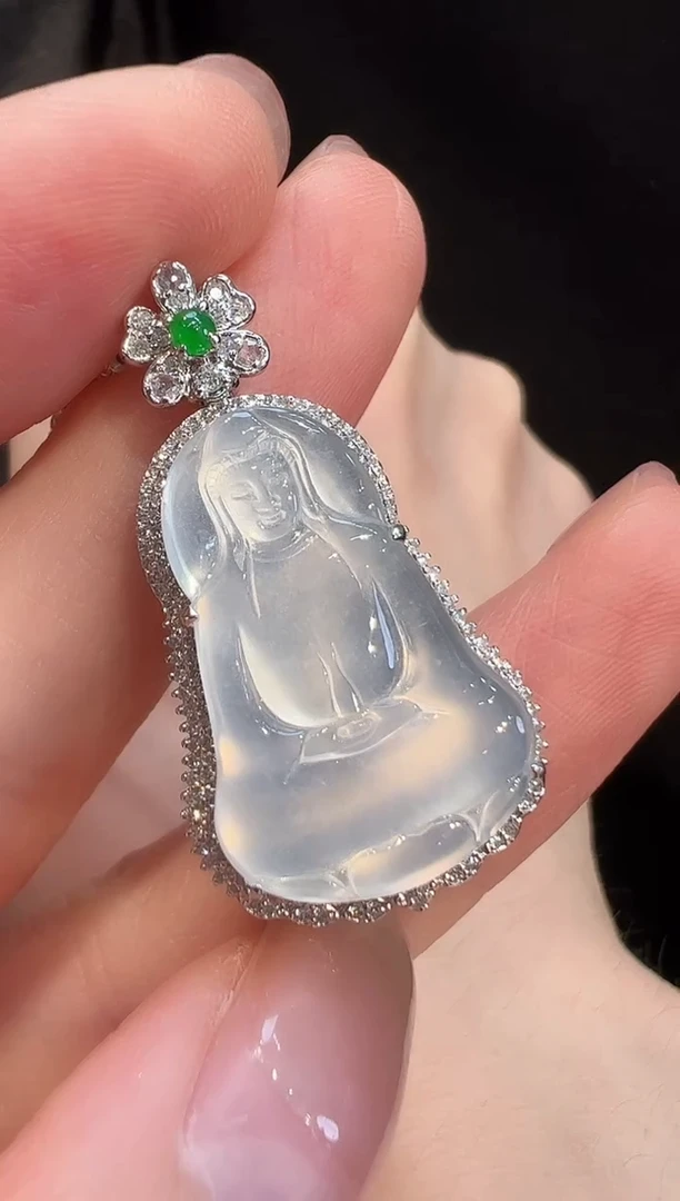 吊坠(不含链)18K金镶嵌翡翠L6吊坠