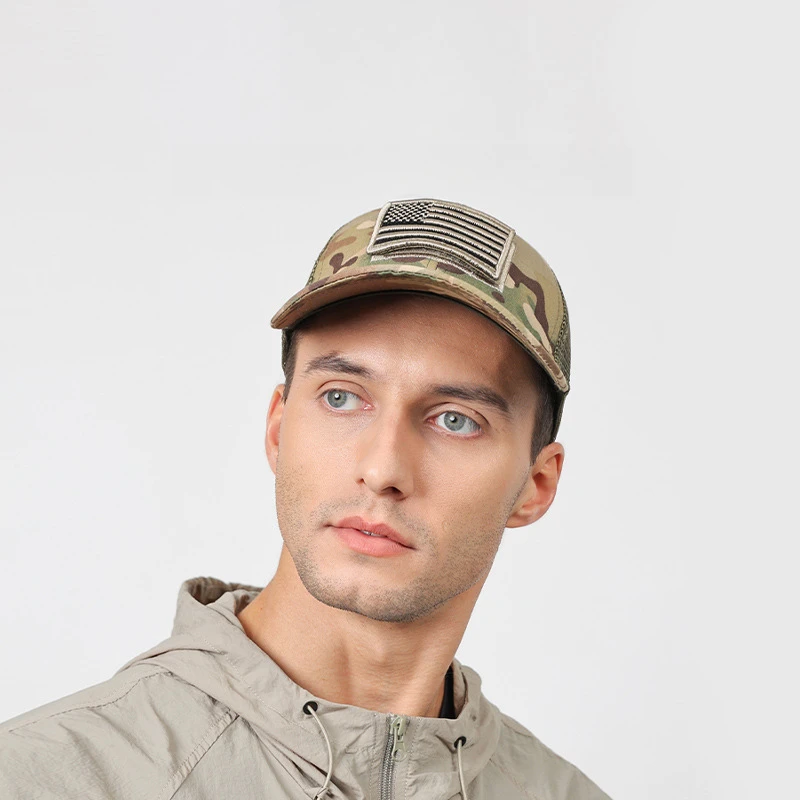 2025新款美国标志个性贴章绣花女棒球帽网帽男士户外魔术贴鸭舌帽