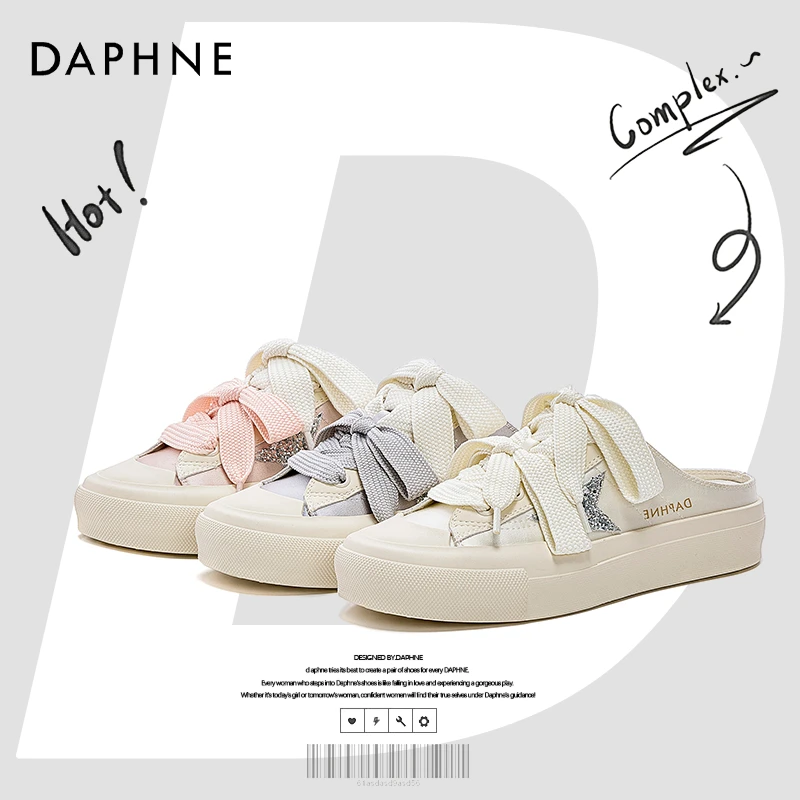 达芙妮2025年春夏一脚蹬通勤ins韩系百搭低饱和马卡龙色系休闲鞋