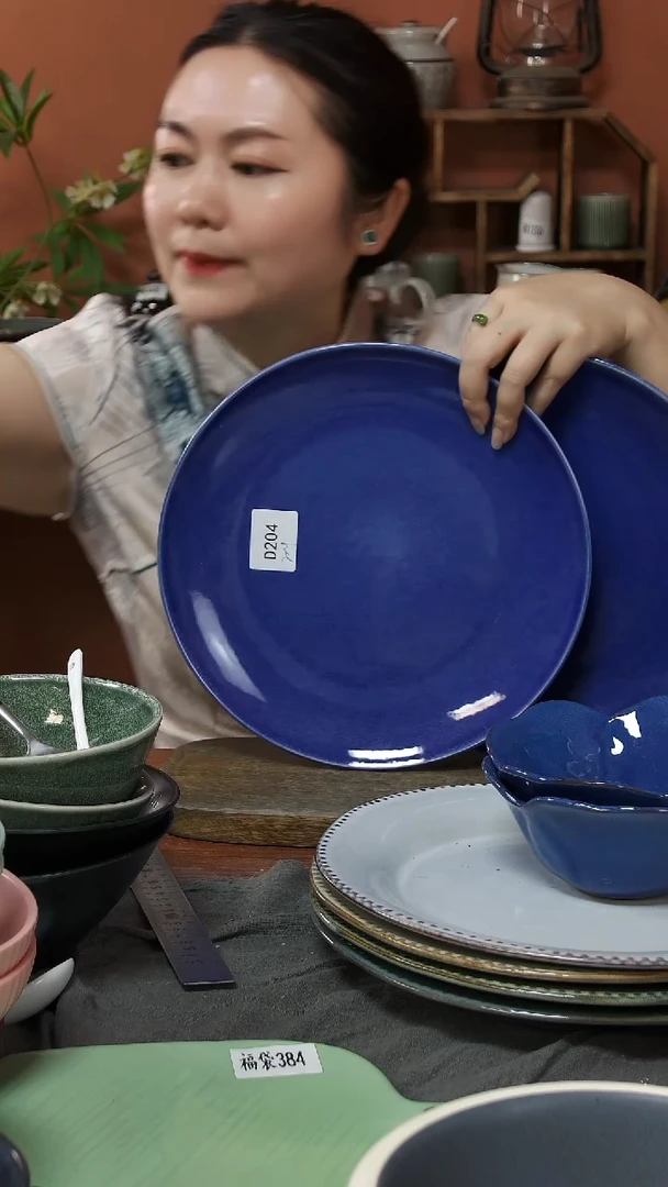 碗D204陶瓷盘2件套微瑕