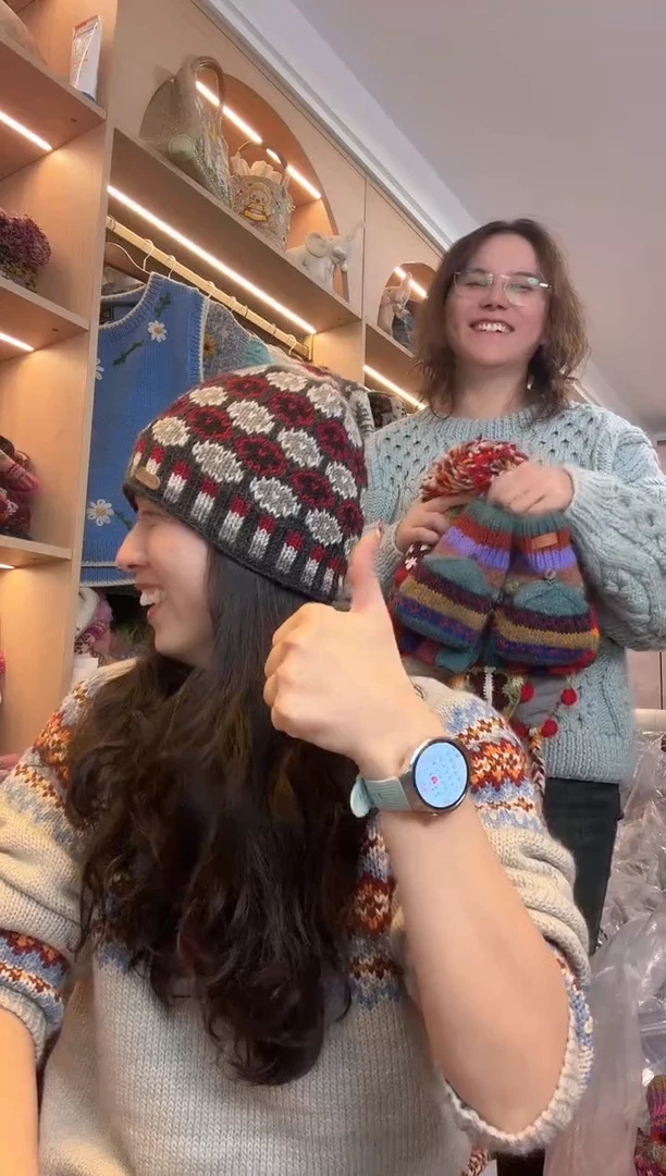 羊毛美利奴红色水母帽