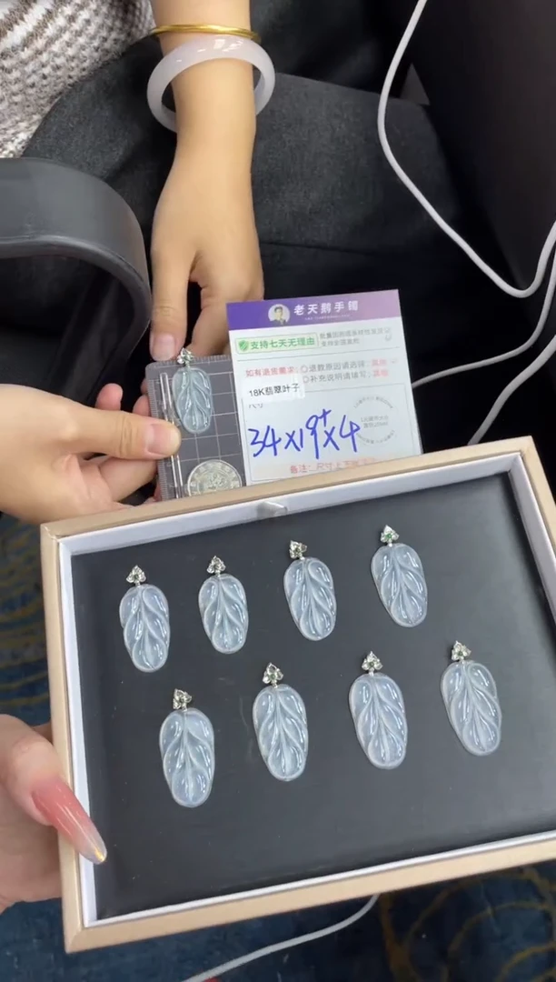 18K金镶嵌挂件翡翠叶子FL13/多样性发其一CP配绳