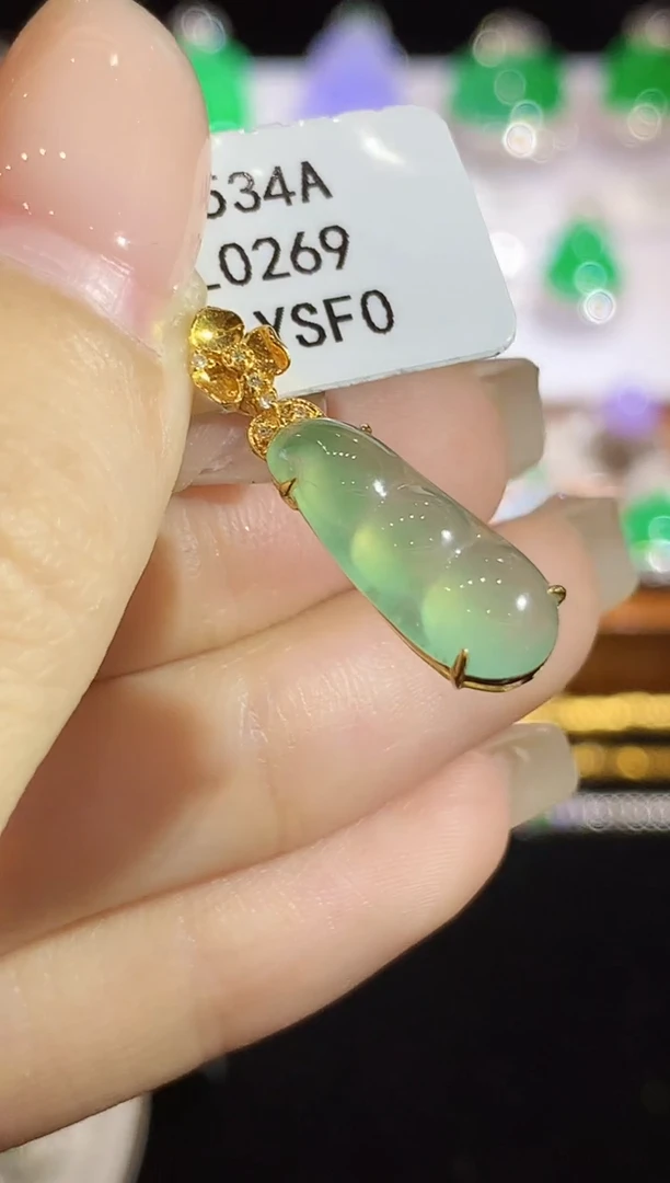 翡翠18K金镶嵌吊坠(不含链)L0269多样性发其一