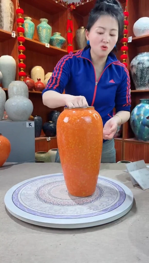 【闪购商品】瓶陶瓷花瓶 无花 爱马仕橙大号