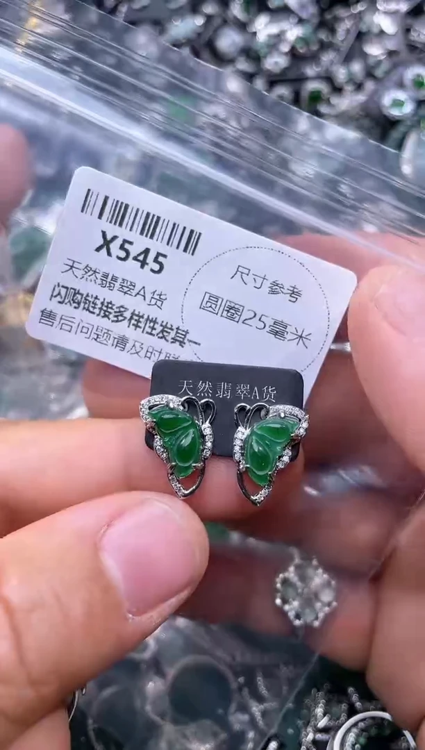 【闪购商品】翡翠颈饰未镶嵌X545耳钉
