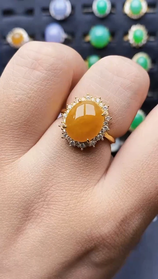 银S925镶嵌戒指翡翠0366