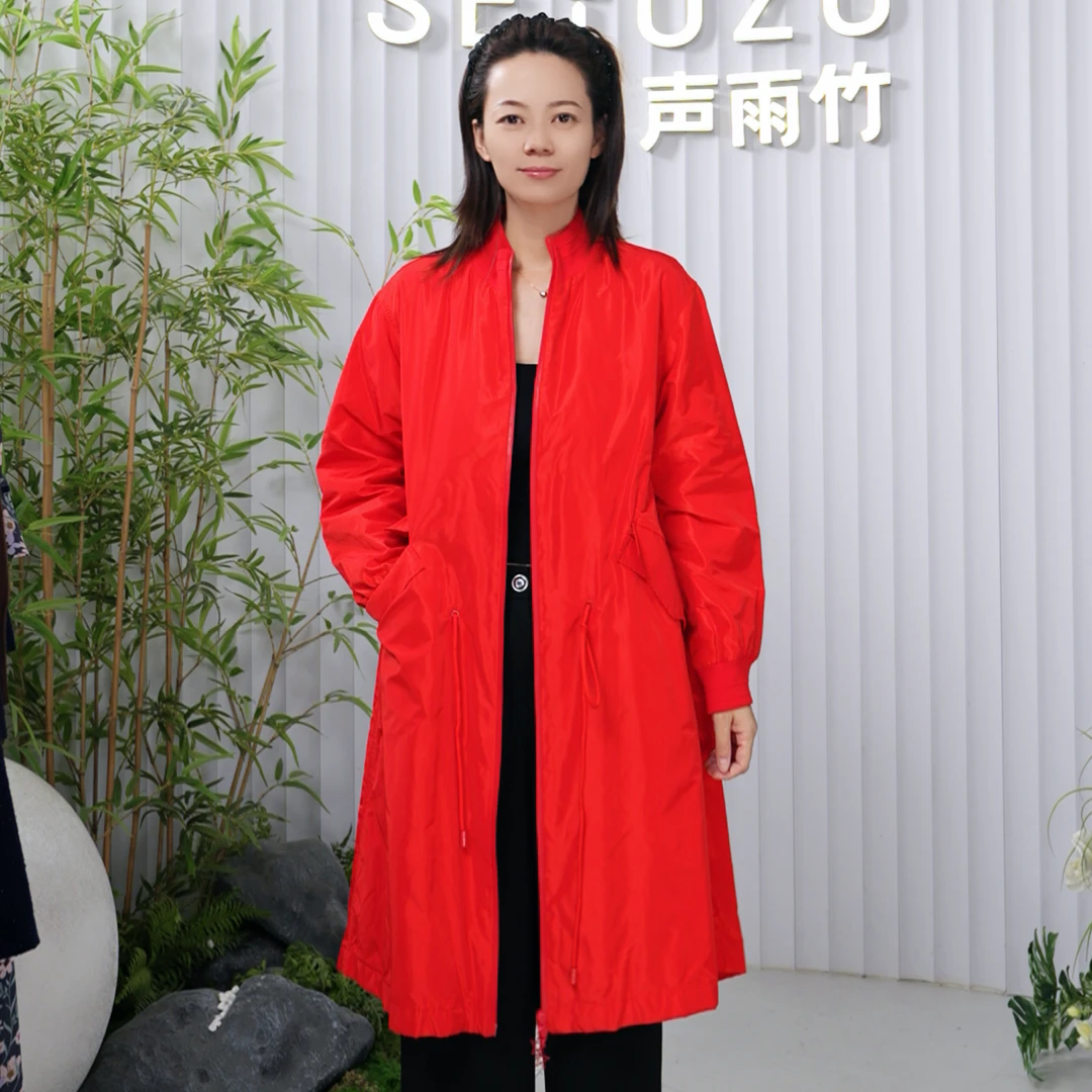 声雨竹官方旗舰店秋冬季新款棉服女街头个性纯色长袖中长款外套