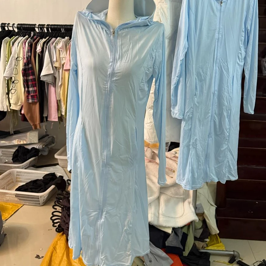 【菲鹏外贸】夏季冰凉防紫外线全身长款连帽带帽檐防晒裙