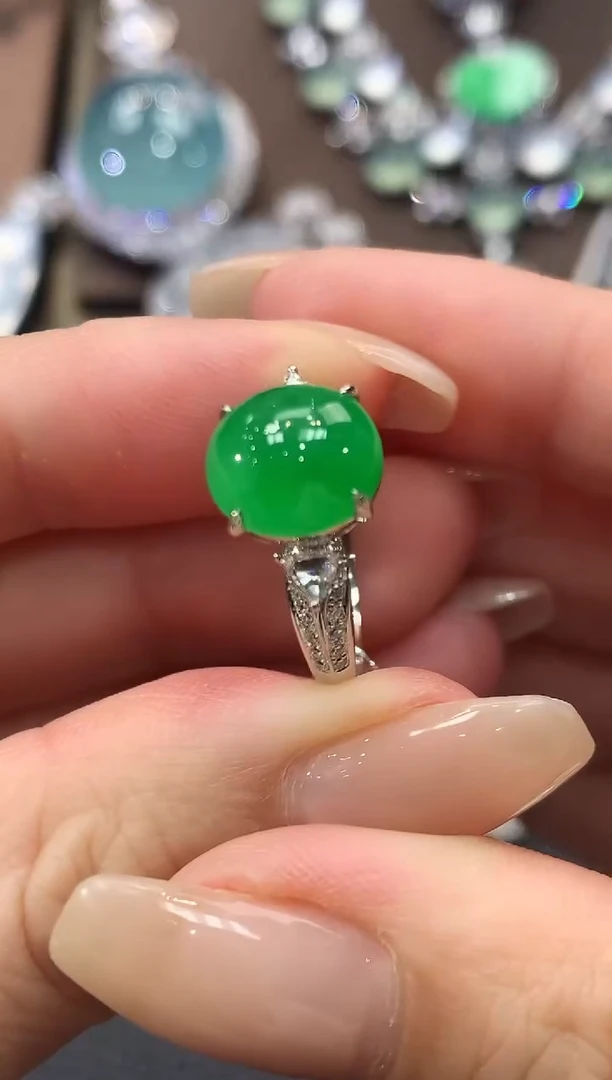 翡翠戒指18K金镶嵌夏日珠宝 B8