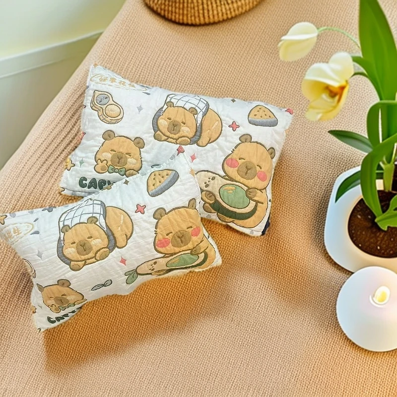 【卡皮巴拉】52*78cm 加厚纱布成人枕巾一对装