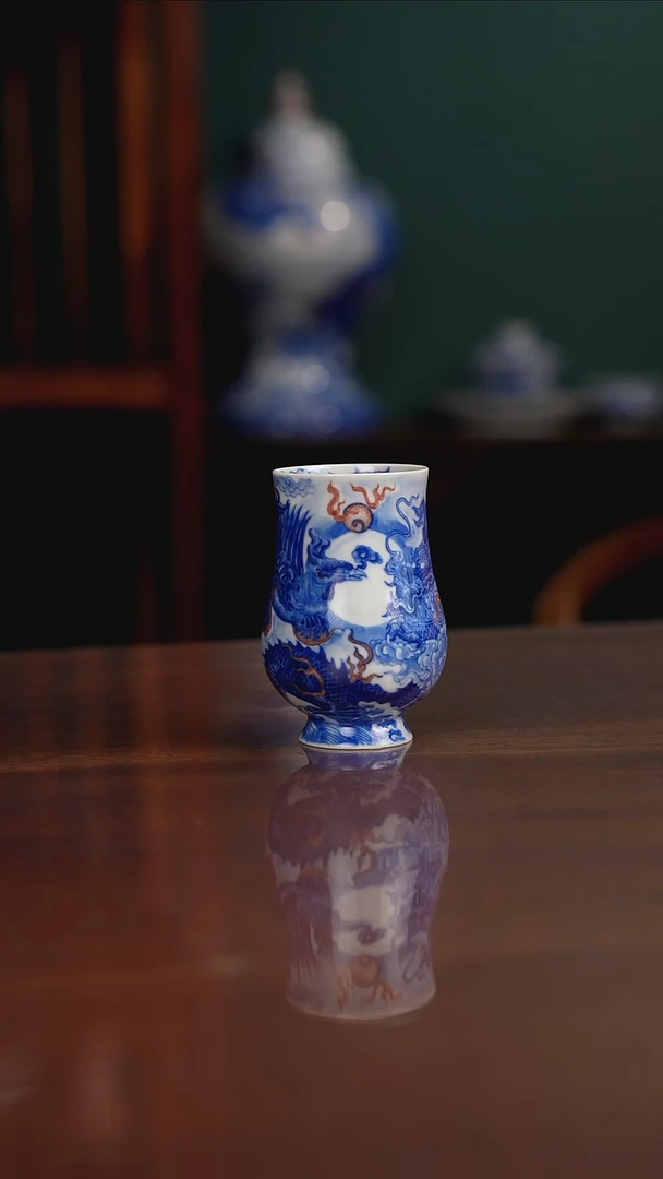 小****慧自成堂柴窑 龙凤杯