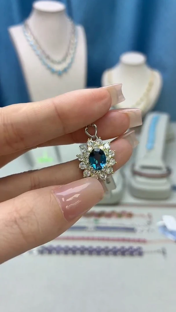 吊坠(不含链)银S925镶嵌托帕石349BJ1209产品一个（多样性）