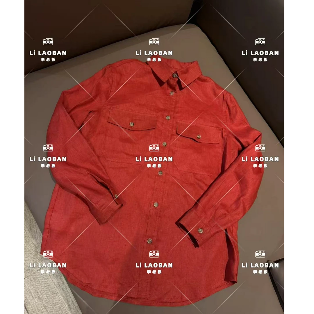 LLB   2025 夏季 慵懒风双兜 100 亚麻显瘦衬衫（衣长68左右）