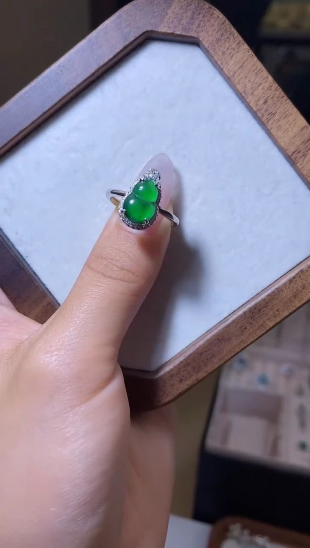 【闪购商品】翡翠戒指银S925镶嵌天然A货翡翠（多样性发一）