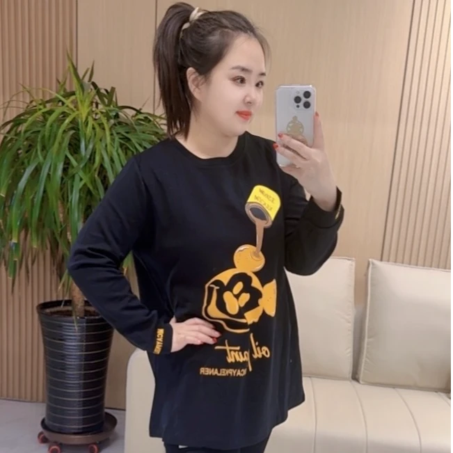 【聪姐推荐】6256休闲洋气撞色卡通印花T恤（衣长71，胸围124）