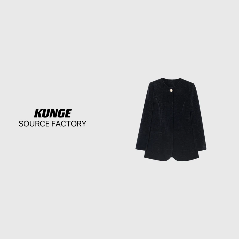 KUNGE-设计师小香风时尚女士格子设计师格纹粗花呢外套-8621