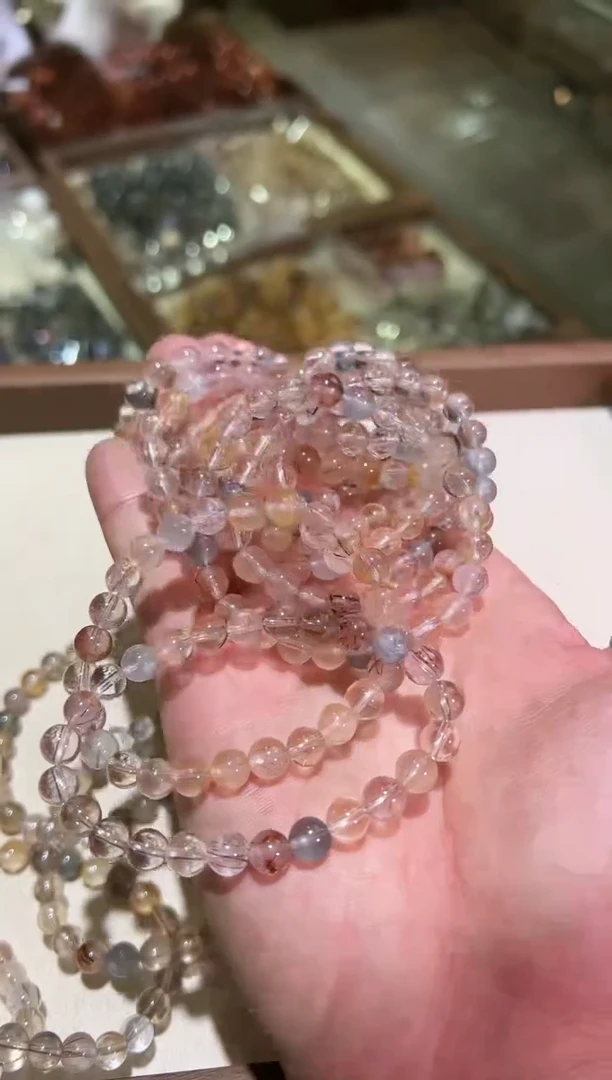 发晶手链未镶嵌7mm+彩兔毛（多样性发一）