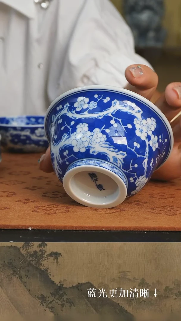 杯子景德镇 纯手绘 柴窑烧制 冰梅 满绘 压手杯