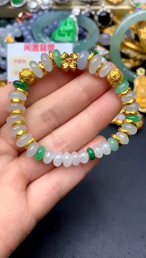 足金镶嵌手串翡翠416 -中国好珍宝