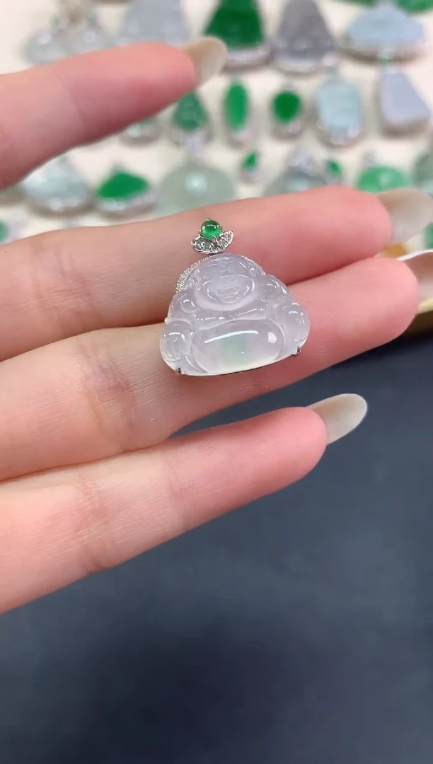 吊坠(不含链)18K金镶嵌翡翠吊坠(不含链)|3800