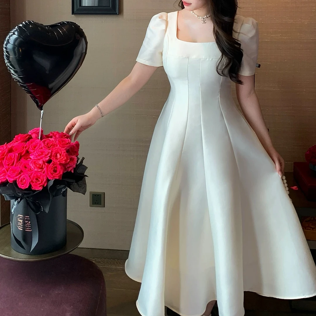 法式显瘦收腰气质连衣裙#2510（默认瑕疵）