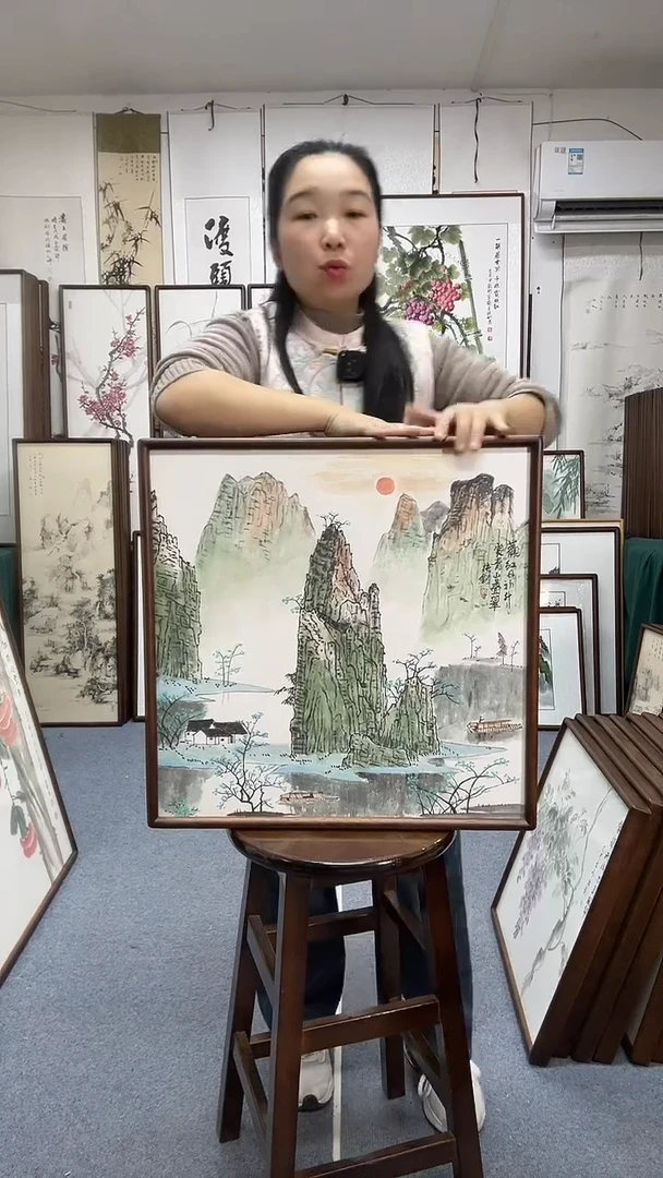 国画尺寸52*52实木画框京东包邮手绘