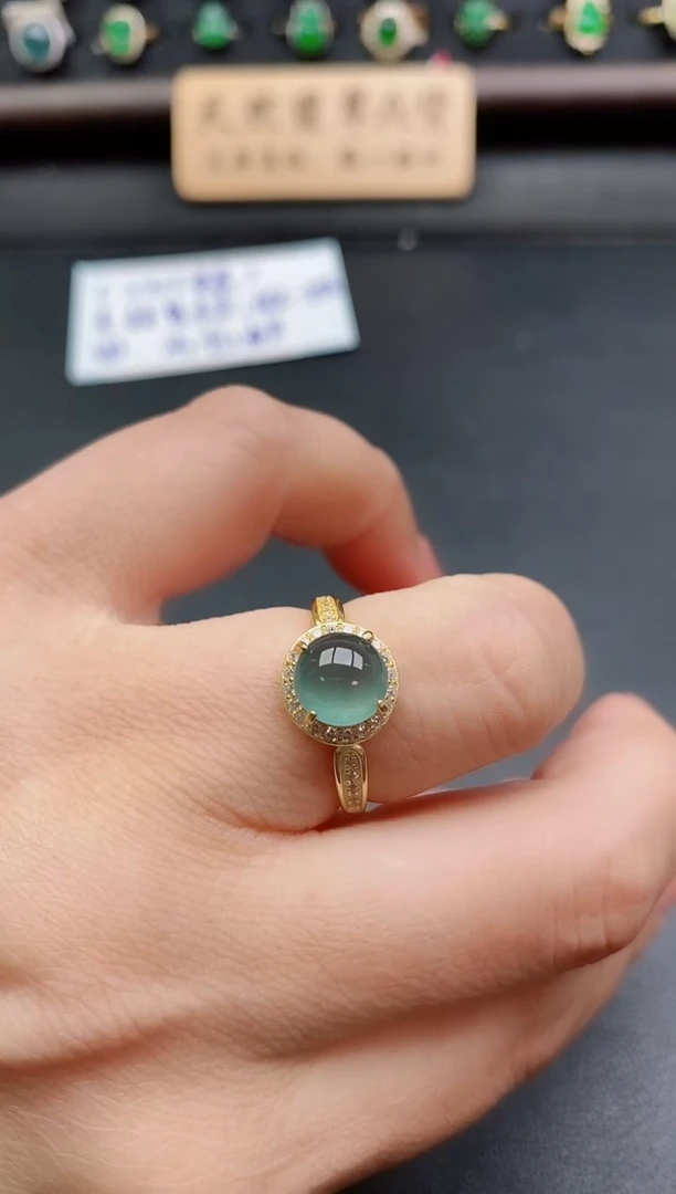 银S925镶嵌戒指翡翠1