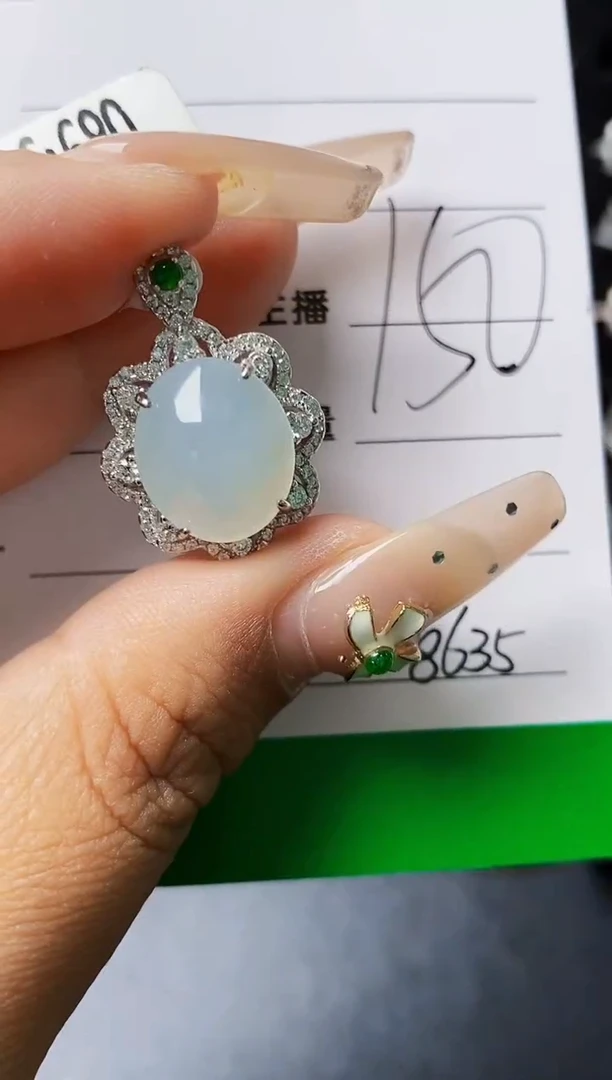翡翠戒指银S925镶嵌8635