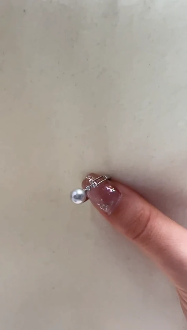 银S925镶嵌海水珍珠DA 灰珠戒指 6-7 xp281