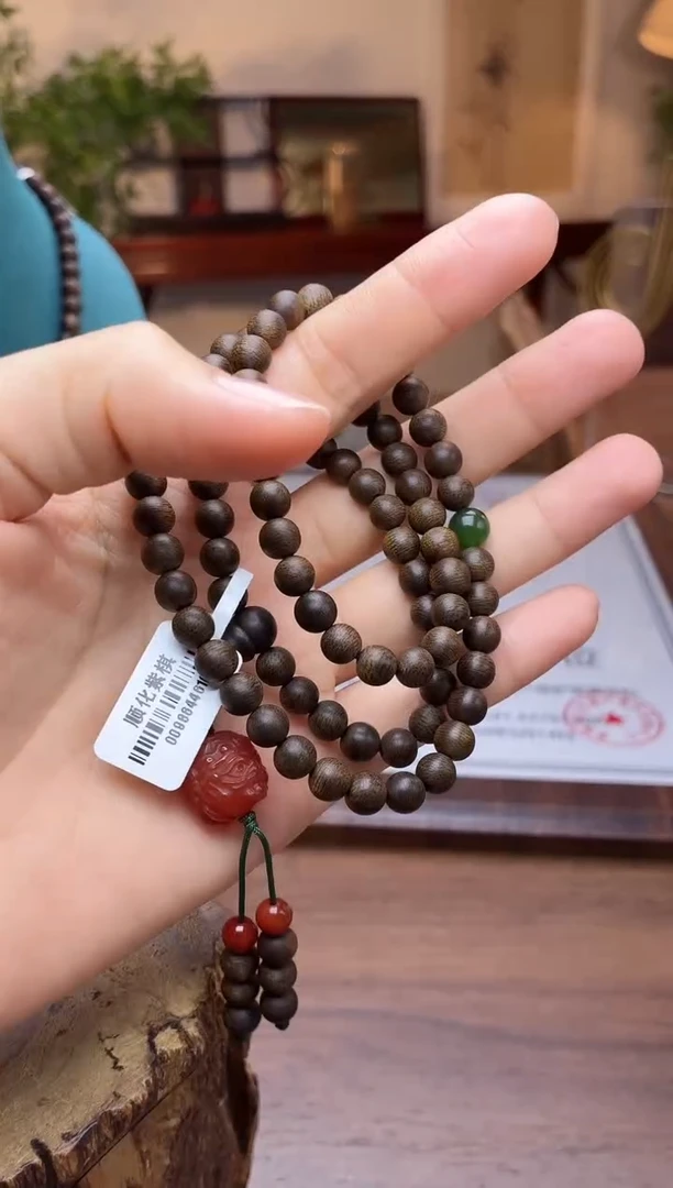 沉香手串沉香【非遗】顺化紫棋玉化料06三圈沉水设计