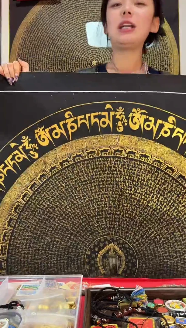 吊坠六字箴言-热贡纯手绘唐卡