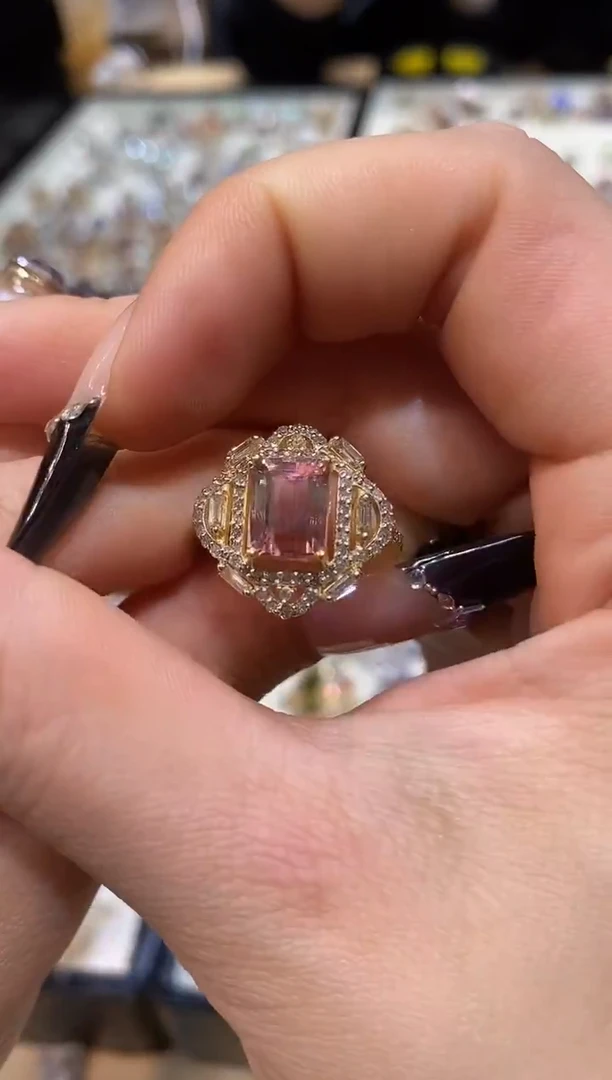 银S925镶嵌戒指定制碧玺楚楚珠宝中古甄选不退换