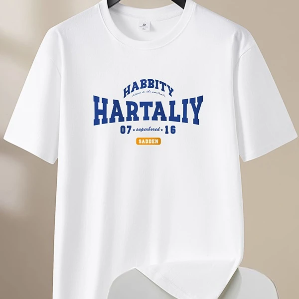 【HAR】夏季男士纯棉短袖T恤宽松休闲透气大码百搭圆领半袖情侣款